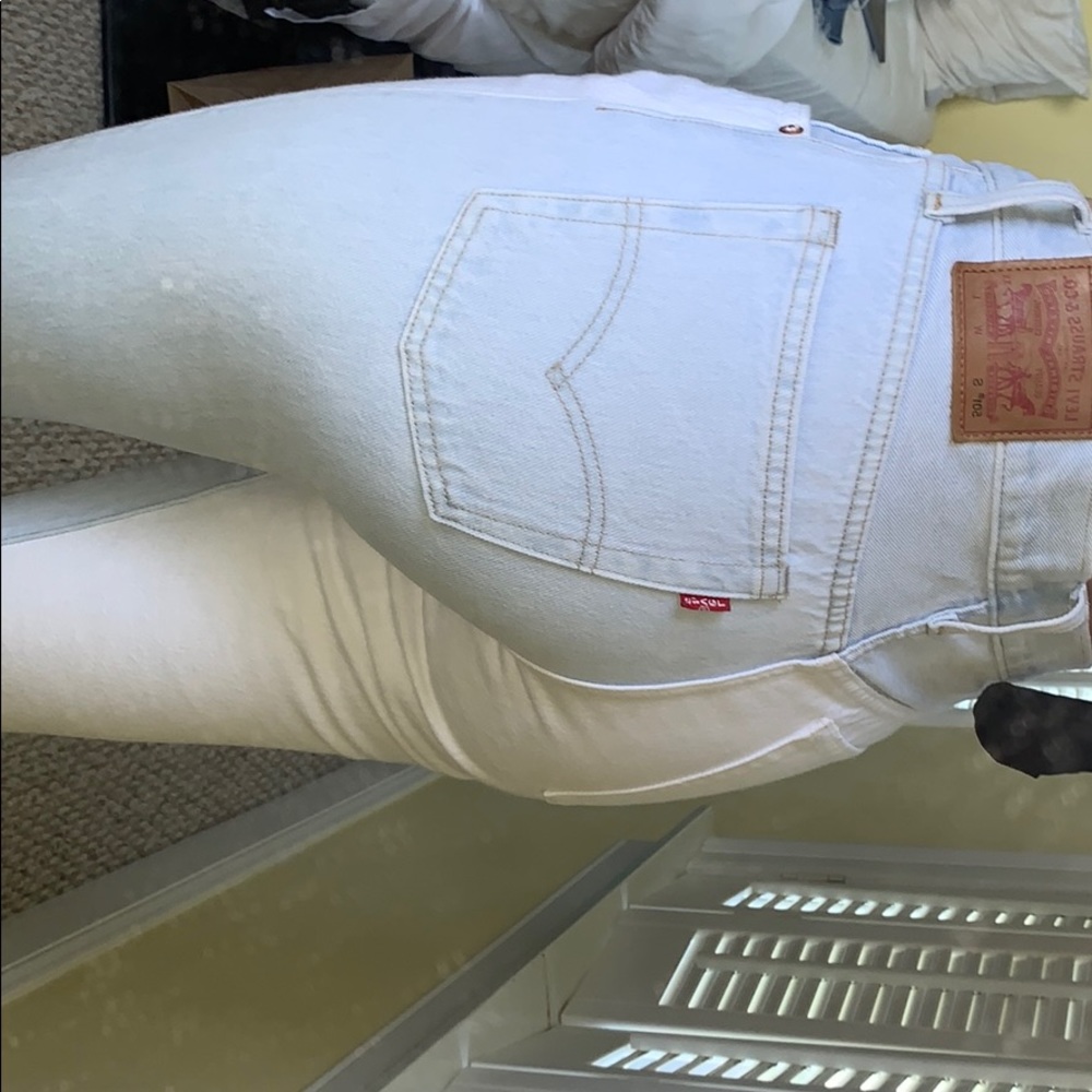 vintage, high rise, skinny color block Levis jeans